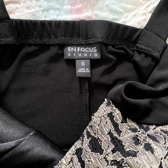 EN FOCUS STUDIO Above the Knee Black Pencil Dress with Straps - Picture 6 of 6